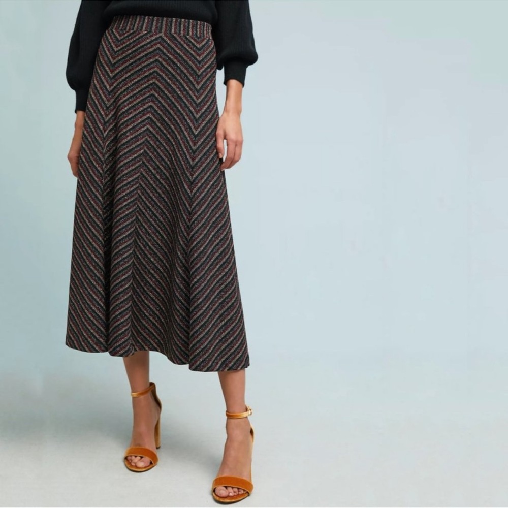 ANTHROPOLOGIE Maeve Metallic Chevron Skirt
